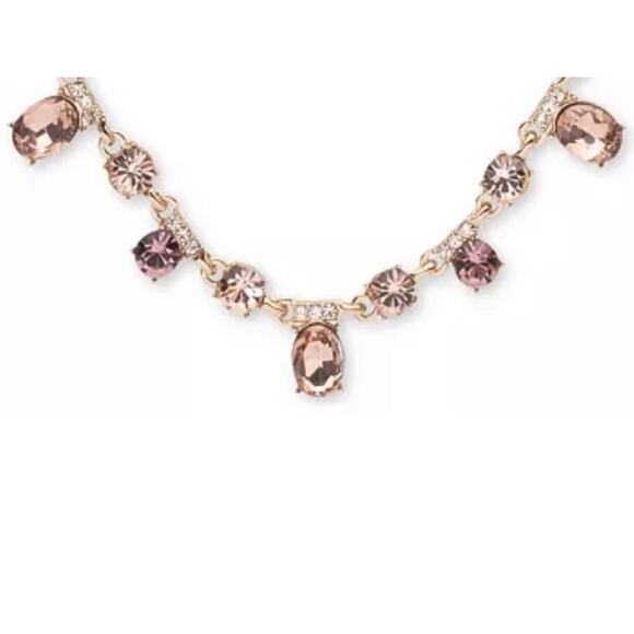 Givenchy Gold Tone Necklace Luxury Crystal Frontal Style Trendy Designer Chic - Picture 5 of 15